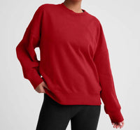 BEYOND YOGA Luxefleece Oversized Sweatshirt in holly red 1 - women's sweater