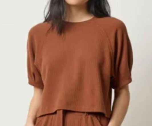 Lilla P - Textured Pleated Sleeve Top