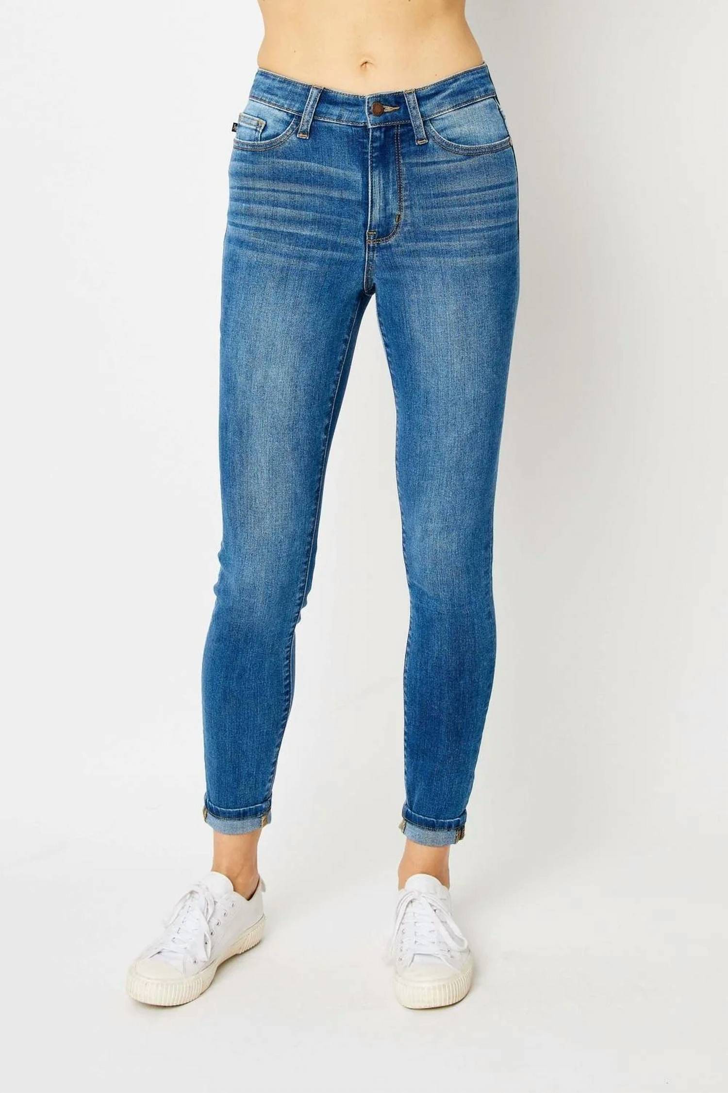 Judy Blue - High Waist Cuffed Hem Skinny Denim Jeans