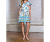 Current Air - Floral Printed Belted Mini Dress