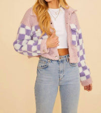 Disco Avenue CHECK ME OUT COAT in purple - women's jacket