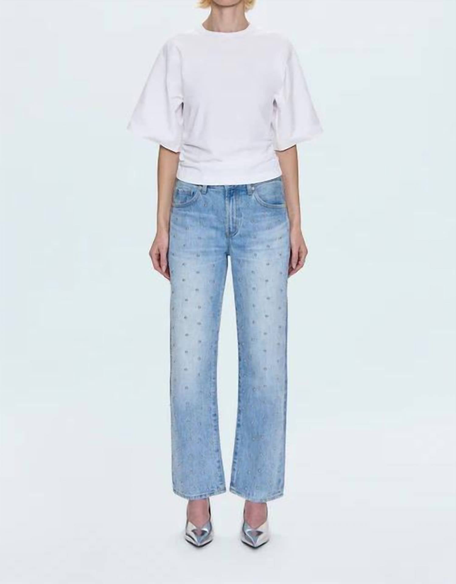 PISTOLA Lexi Mid Rise Bowed Straight Jean in aries 1 - women's jeans