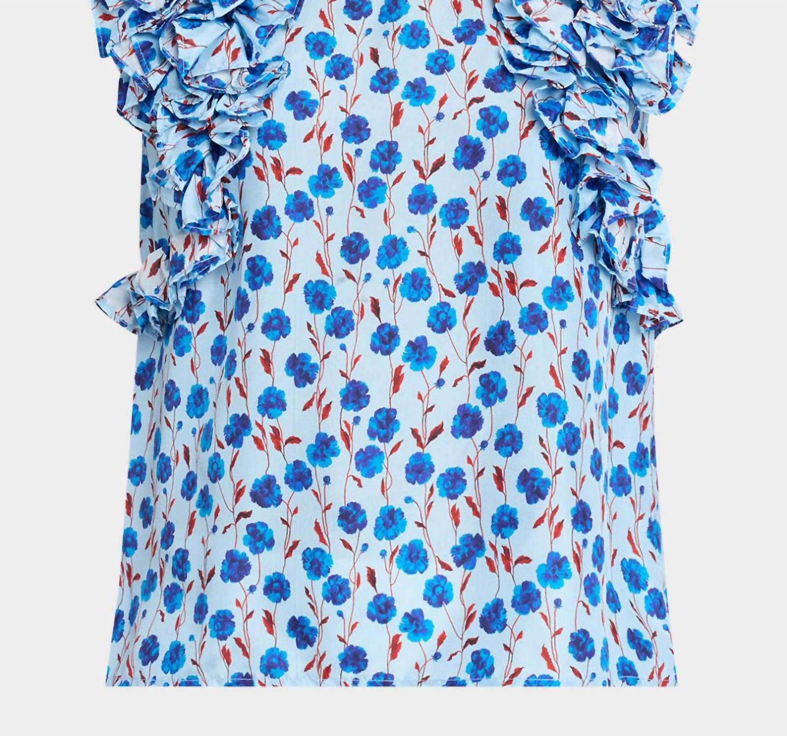 ESSENTIEL ANTWERP Honour Multi Ruffle Top in denim blue - women's blouse - view 4