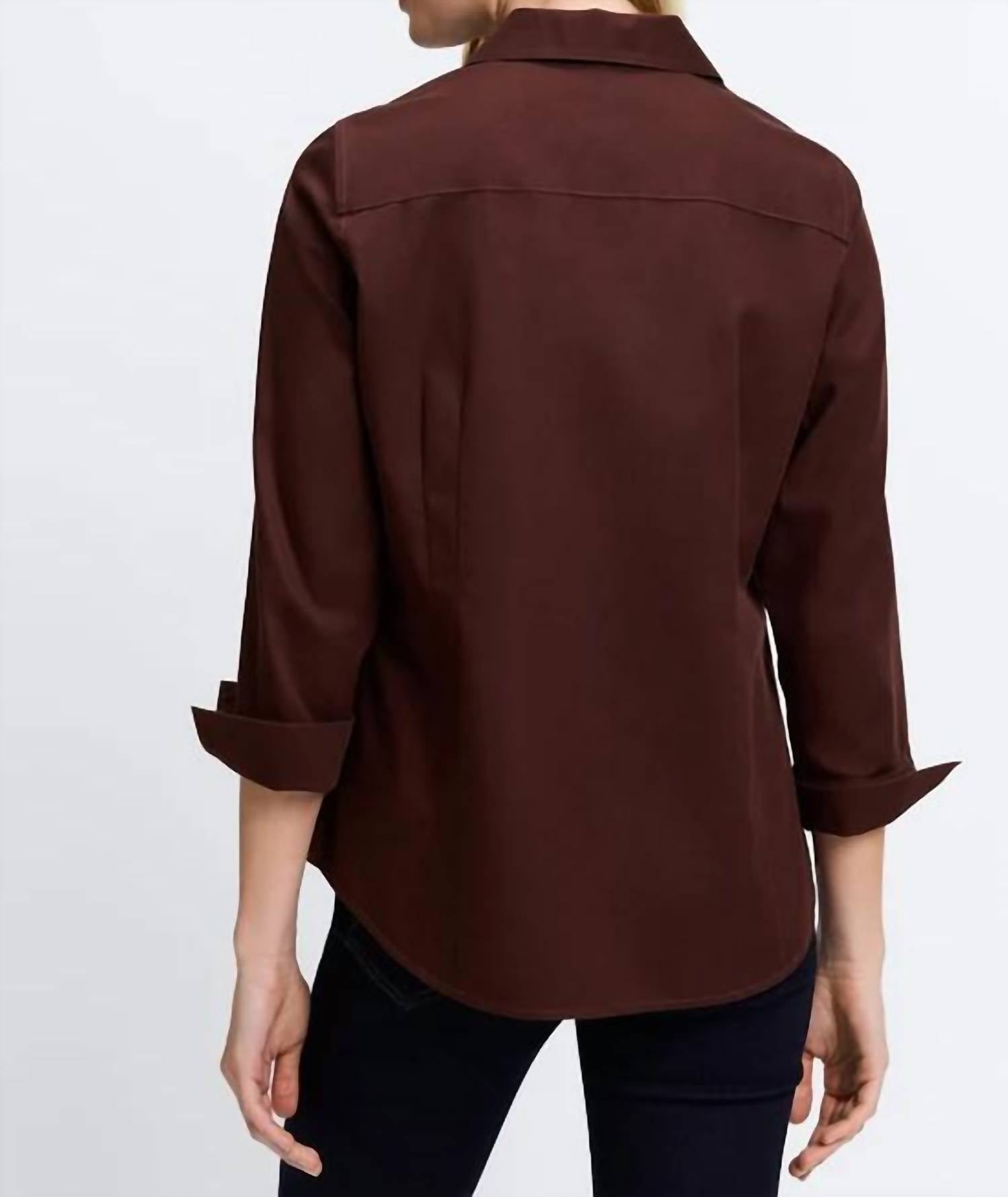 Foxcroft - TAYLOR 3/4 SLEEVE PINPOINT SHIRT