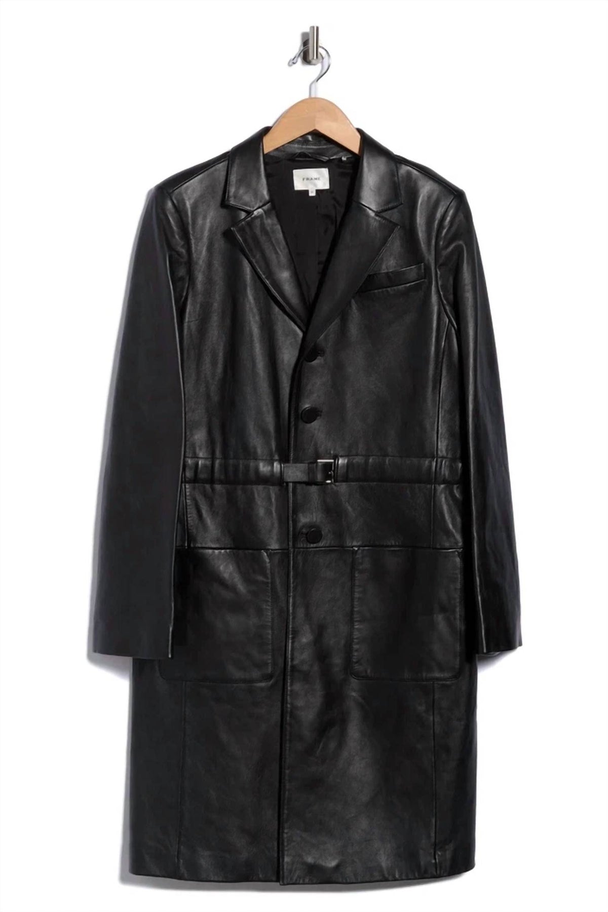 Frame - THE LONG LEATHER BELTED JACKET