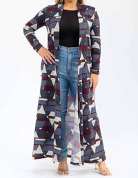 Karen T Design - Long Sleeve Maxi Length Open Front Cardigan