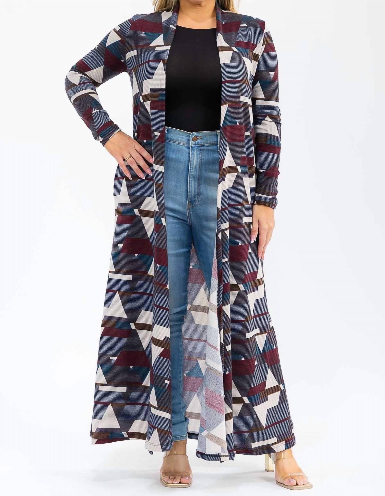 Karen T Design - Long Sleeve Maxi Length Open Front Cardigan