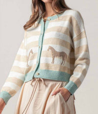 Urban Daizy - Horse Jacquard Striped Cardigan