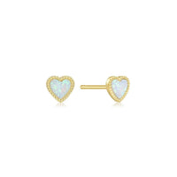 Eklexic - Women's Micro Opal Heart Studs Earrings