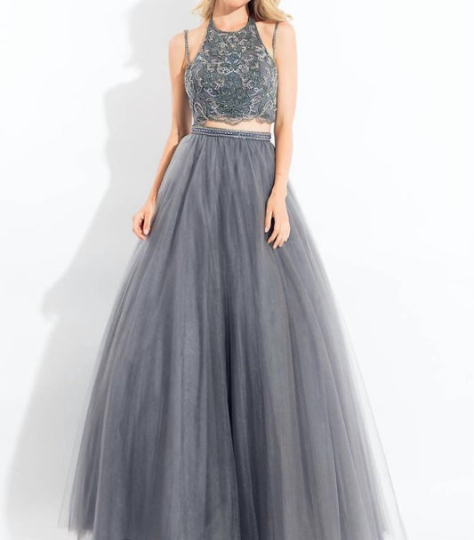 Rachel Allan - Two-piece Strappy Tulle Prom Dress