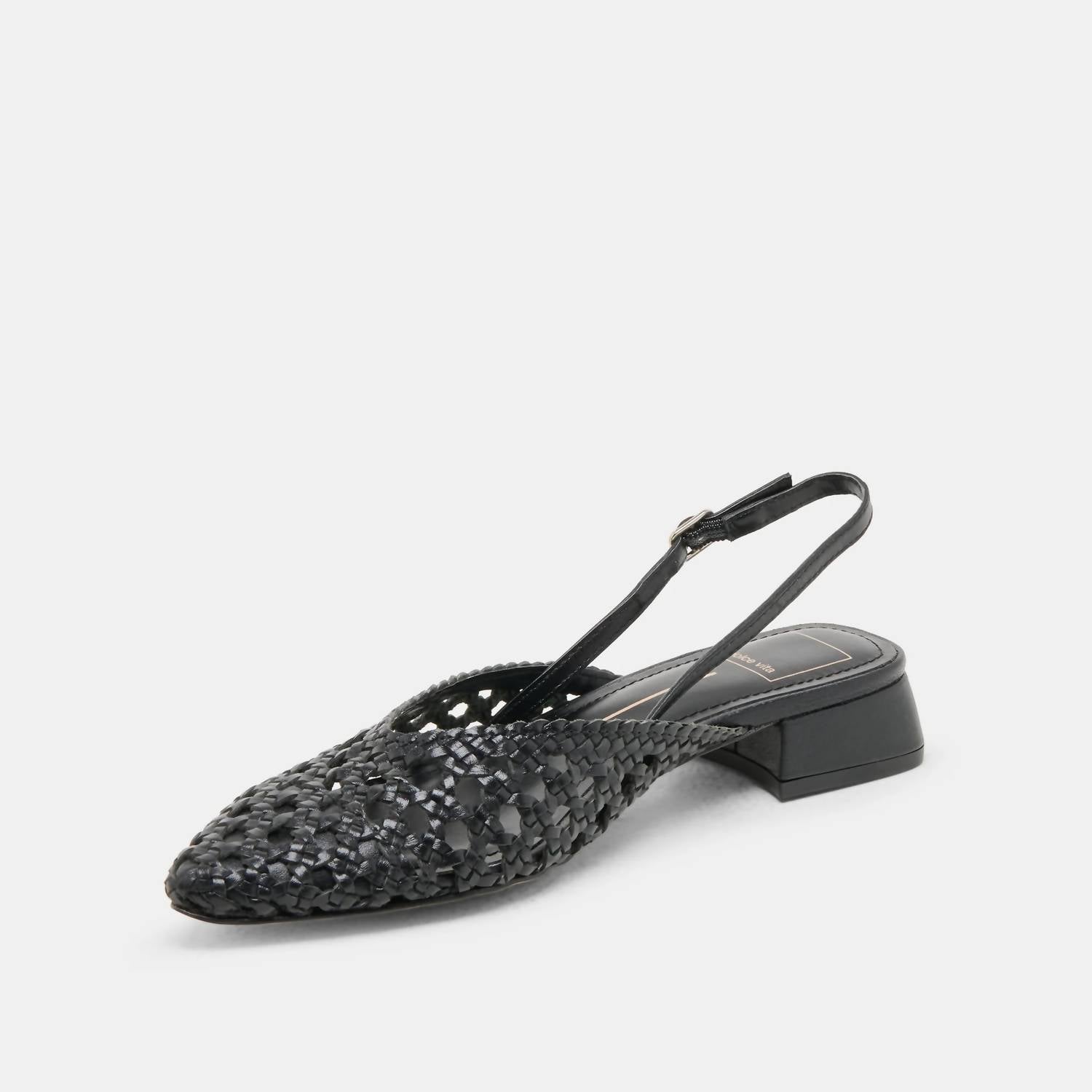 Dolce Vita Women's Birdie Woven Leather Mules in black - women's shoe - detail view
