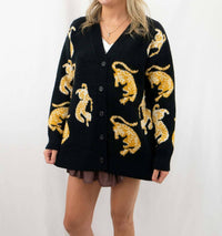 Jodifl - Oversized Running Tiger Print Cardigan