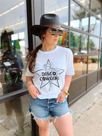 Disco Cowgirl Oversized Crewneck Tee in white - women's t-shirt - alternate view