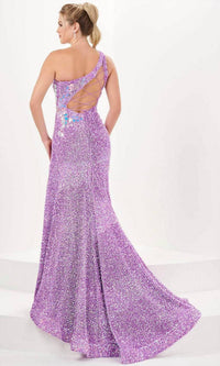 Tiffany Designs - One Shoulder Sequin Evening Gown