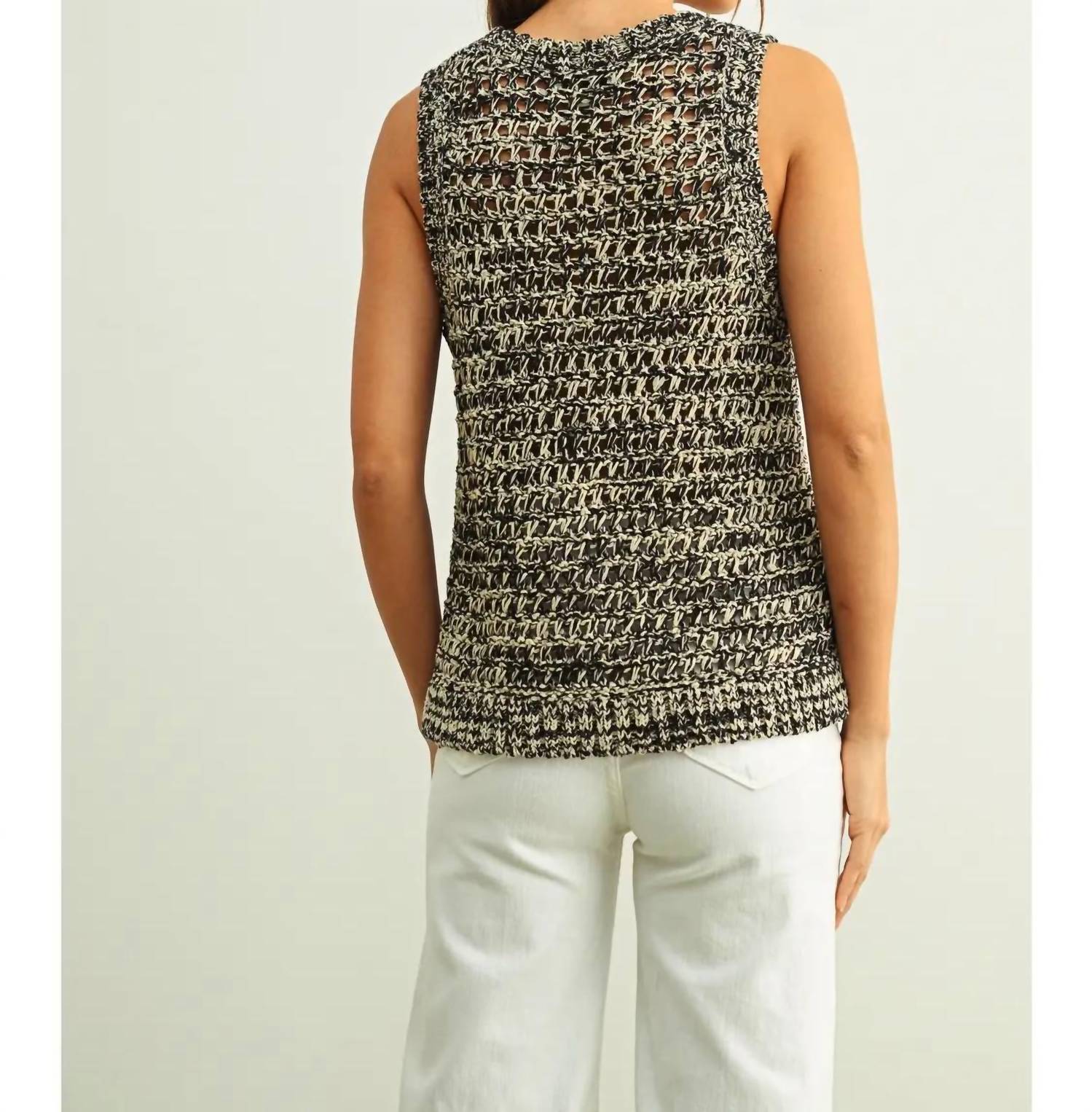 Miou Muse - Sleeveless 2 Tone Knit Top