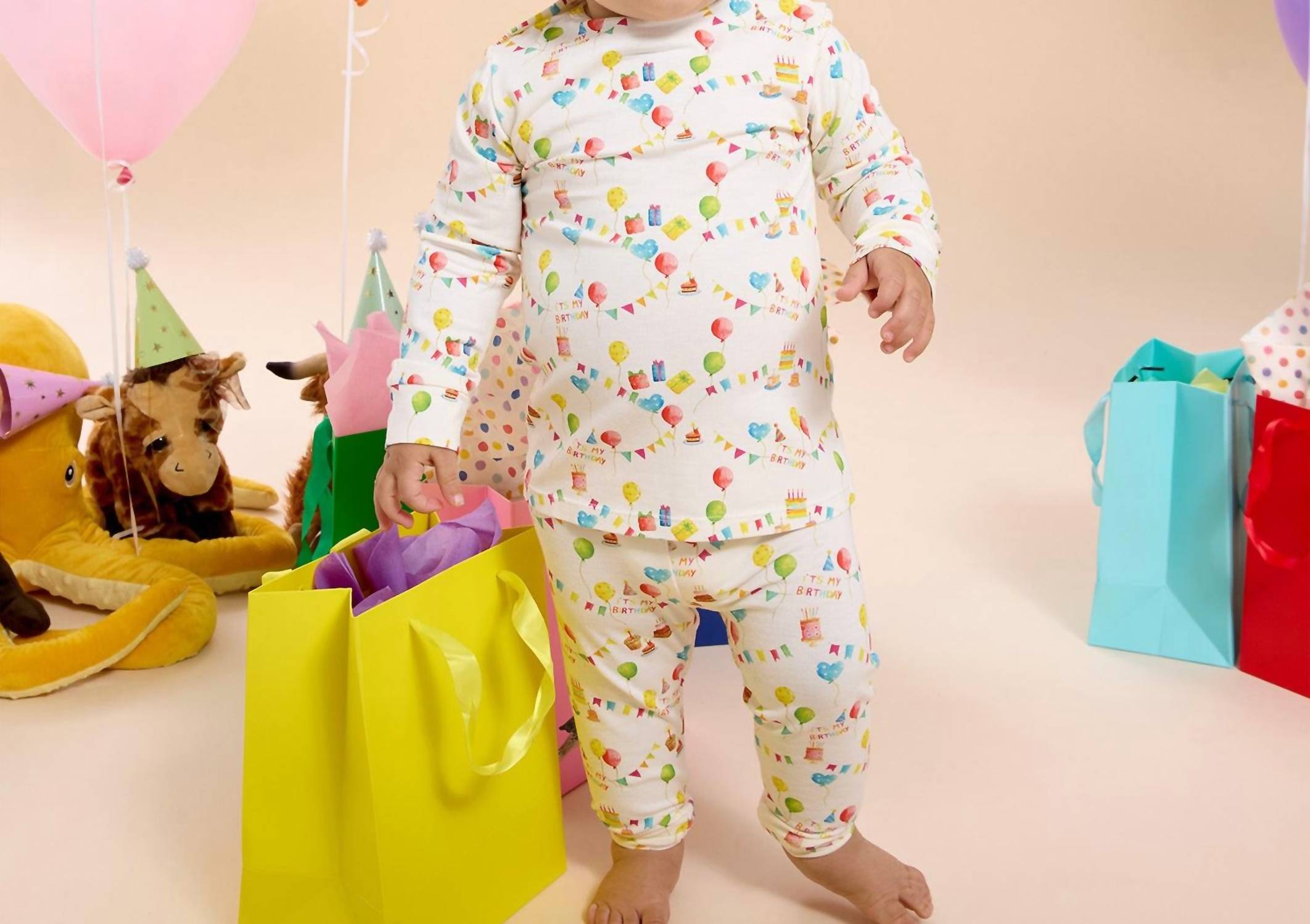 magnetic me Boy's Magnetic Pajama Set in birthday babe - kids' sleepwear - detail view