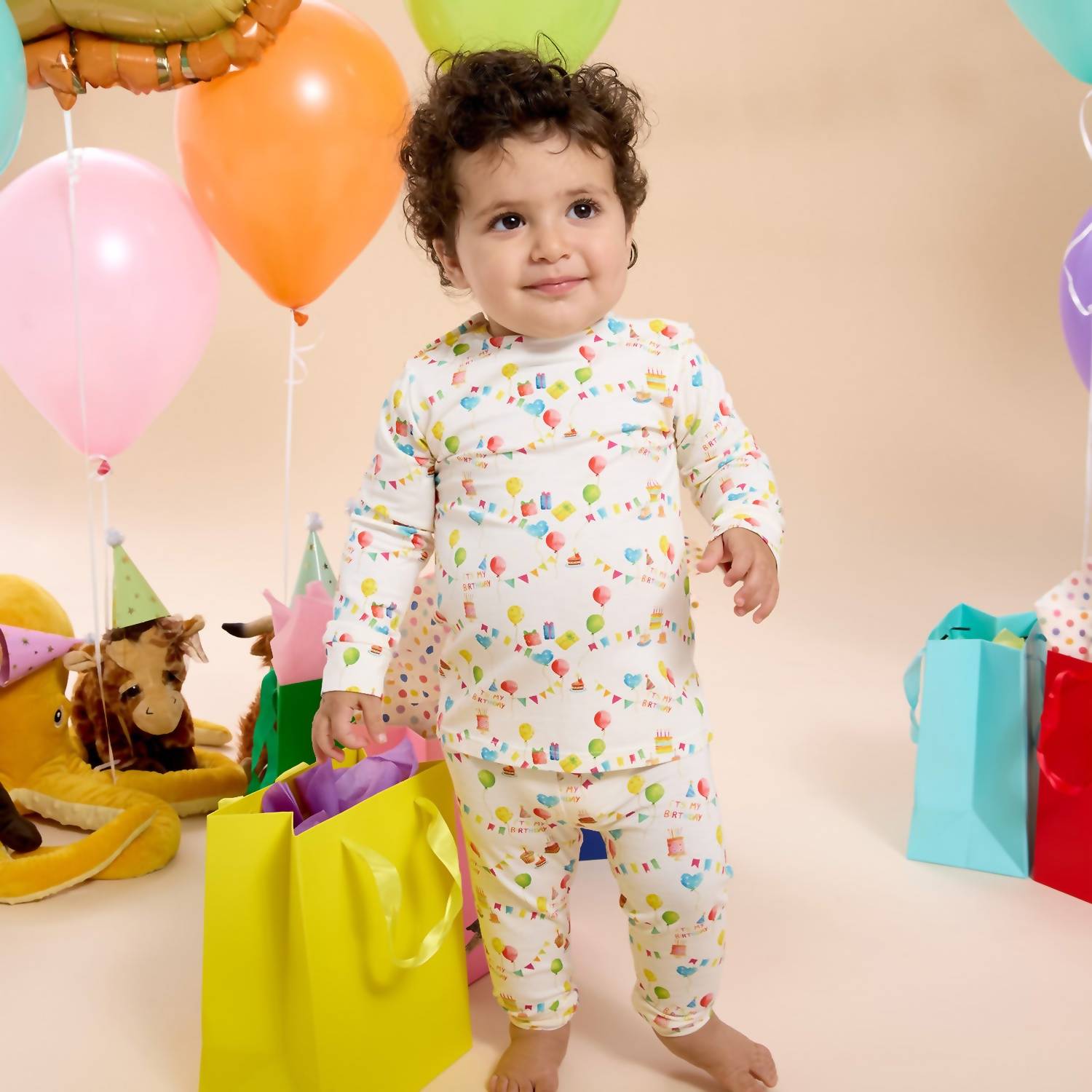 magnetic me Boy's Magnetic Pajama Set in birthday babe - kids' sleepwear - alternate view