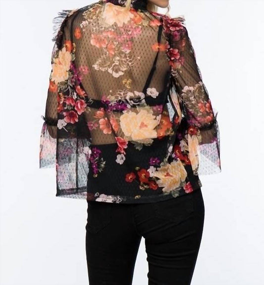 Timing - Sheer Mesh High Collar Blouse