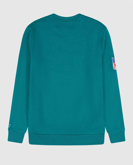 Starter - Men's Miami Dolphins Crew Neck Sweatshirt With Zip Pockets