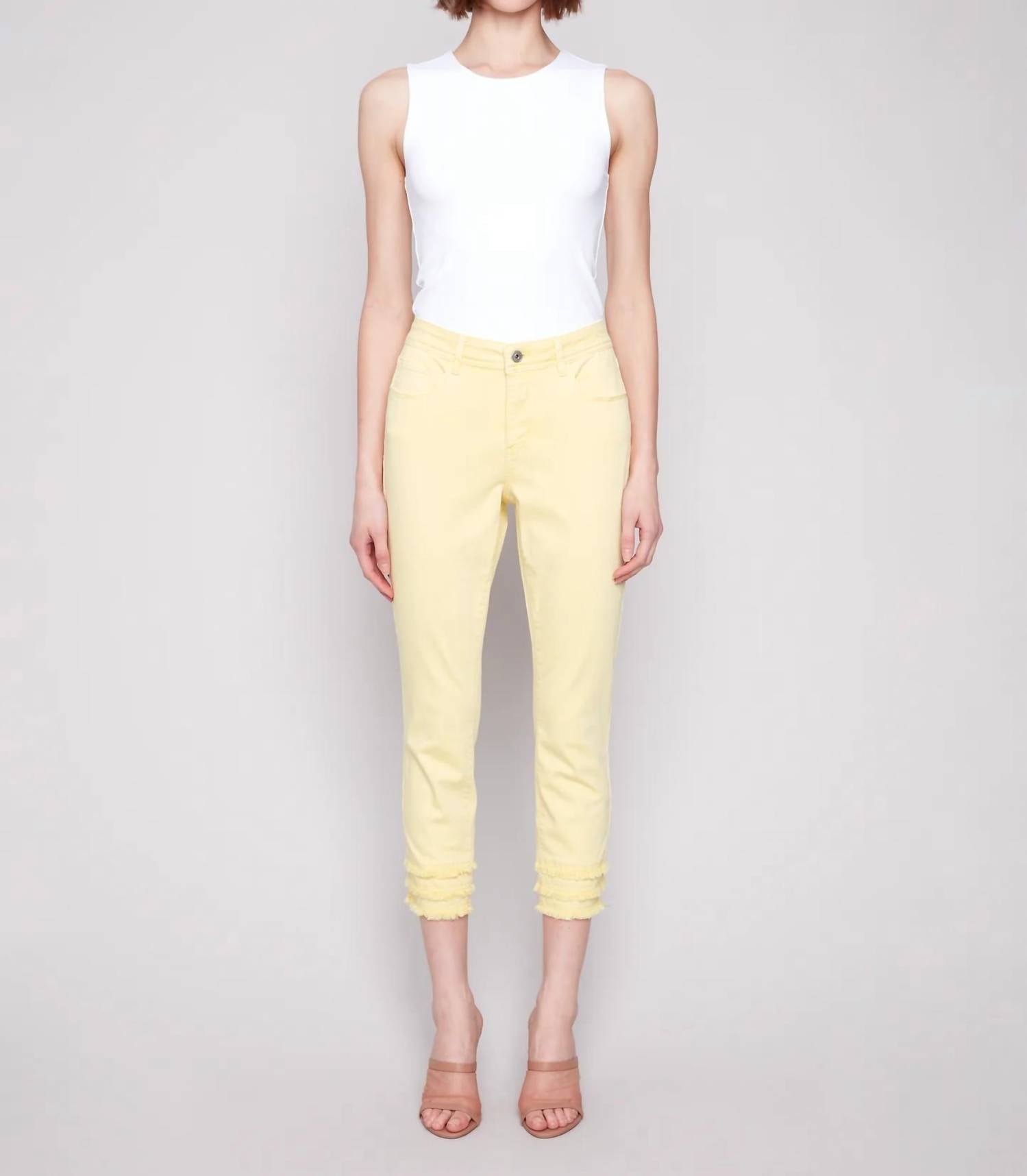 Charlie B - Frayed Hem Ankle Leg Pant