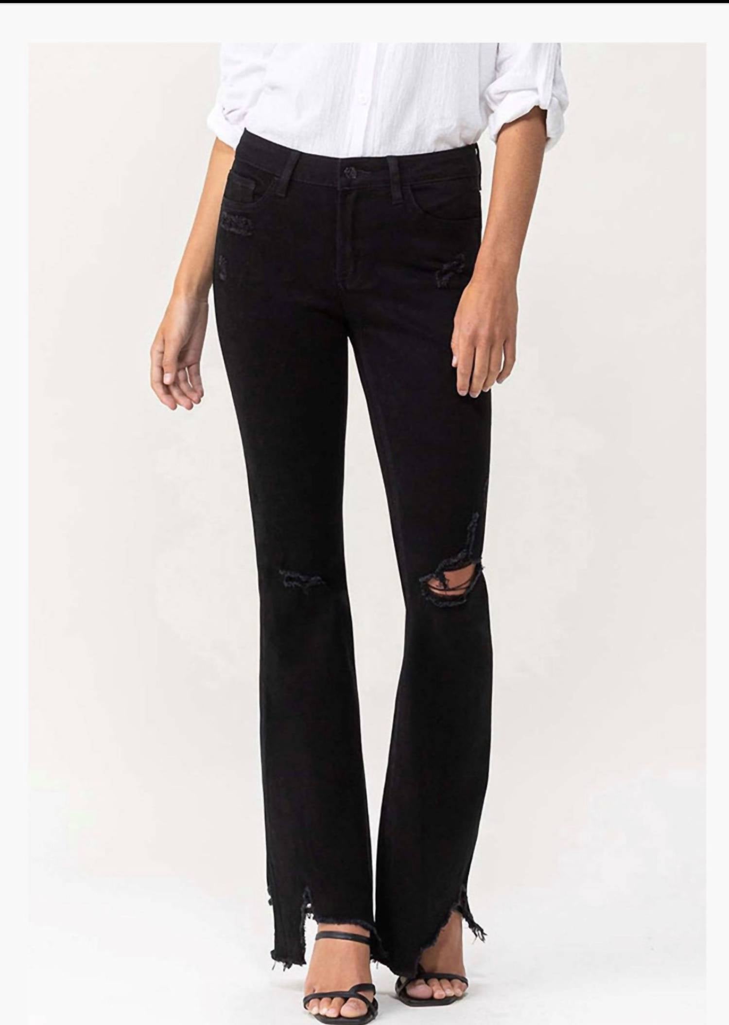 Vervet By Flying Monkey - Mid Rise Distressed Flare Jeans