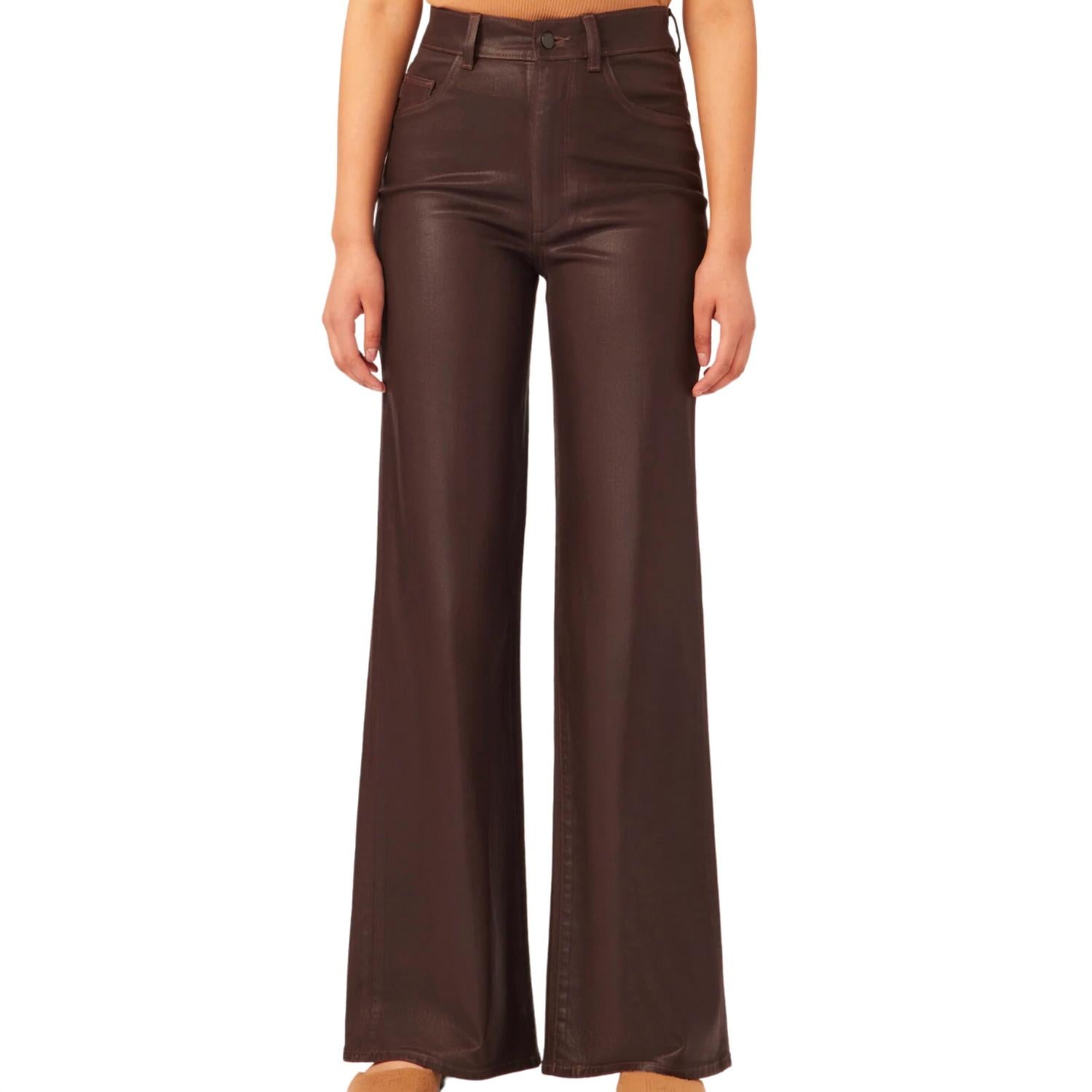 DL1961 - Women's Women's Hepburn Wide Leg High Rise Vintage Pants in dark mocha - women's pants