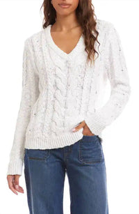 Karen Kane - V Neck Cable Sweater
