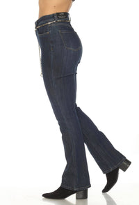 Joseph Ribkoff - Belted Chain High Rise Bootcut Jeans