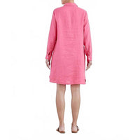 cut loose Linen Shirt Dress in watermelon - women's dress - alternate view