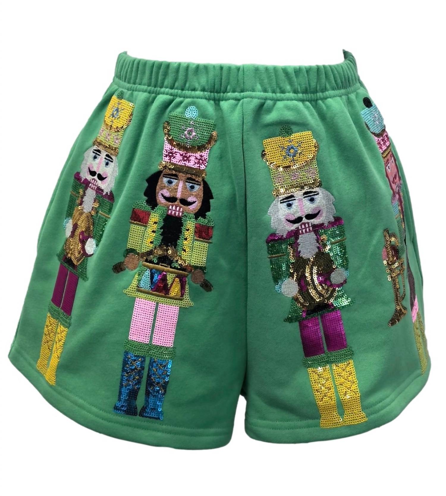 QUEEN OF SPARKLES Women's Nutcracker Band Shorts in green - women's shorts