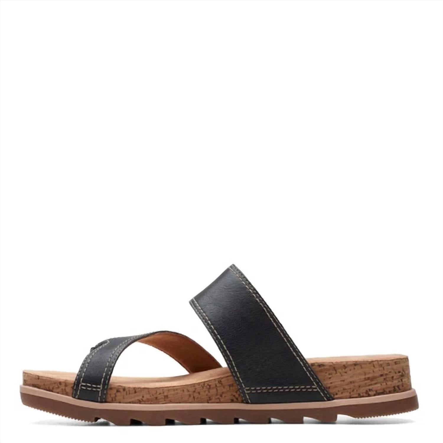 Clarks Women's Yacht Beach Sandal in black leather - women's sandal - view 4