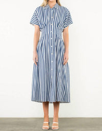Thml - Button Up Short Sleeve Striped Maxi Dress