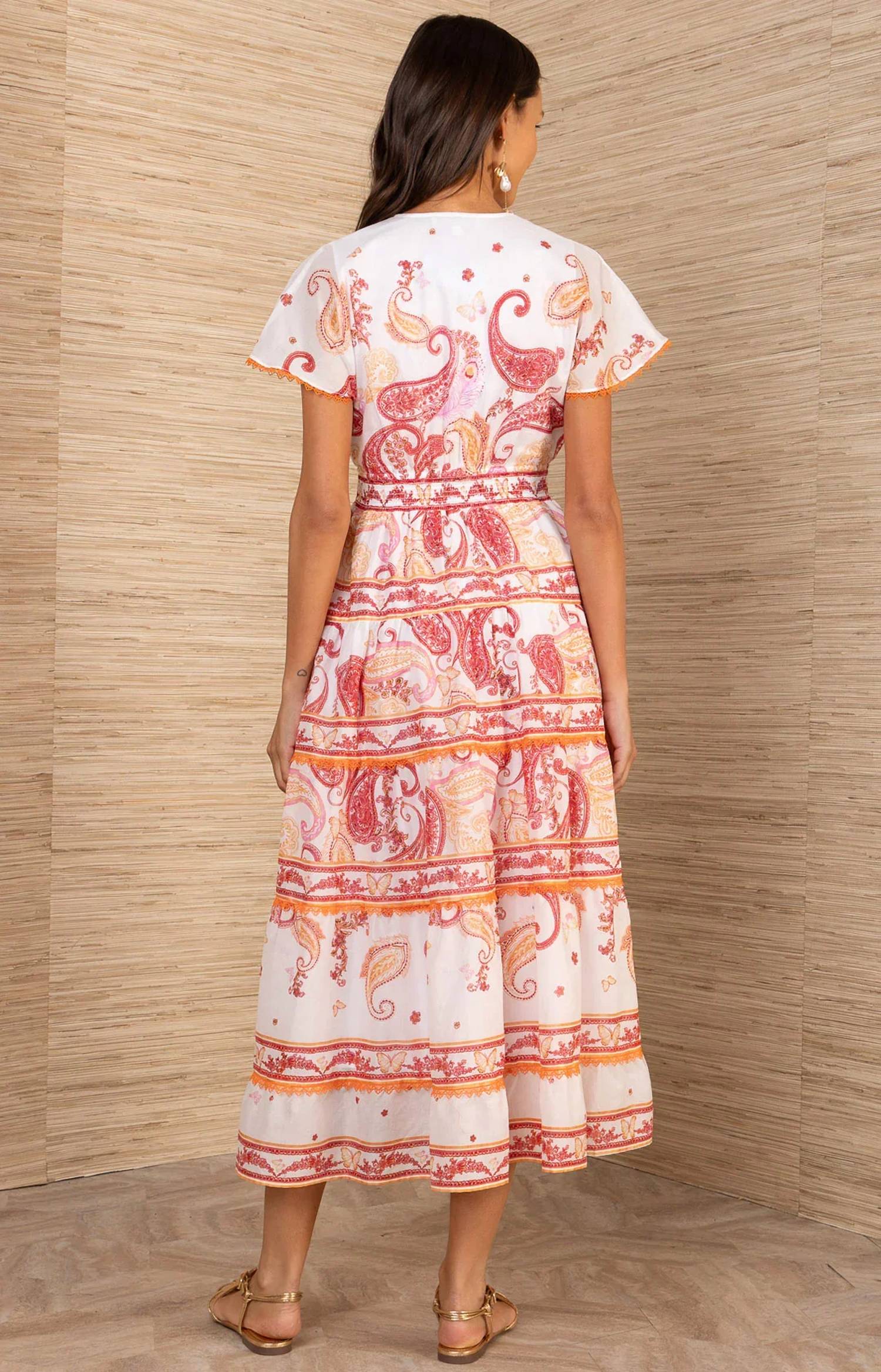 Hale Bob - Azeneth Short Sleeve Tiered Midi Dress
