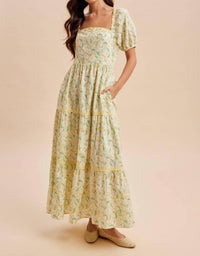 In-Loom - Women's Floral Square Neck Maxi Dress