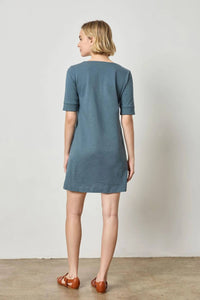 Lilla P - Elbow Sleeve Split Neck Dress