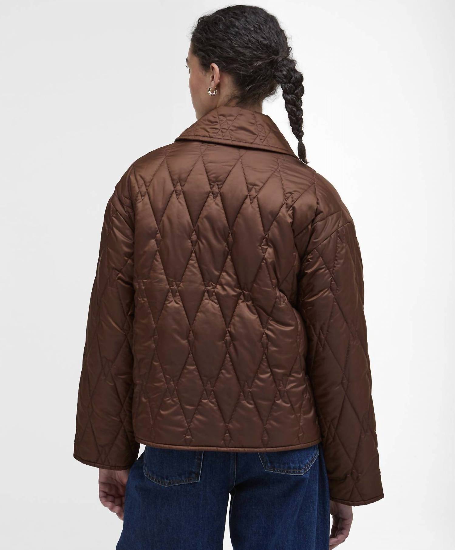 Barbour Bernadette Quilted Jacket in vicuna hessian tartan - women's jacket - alternate view