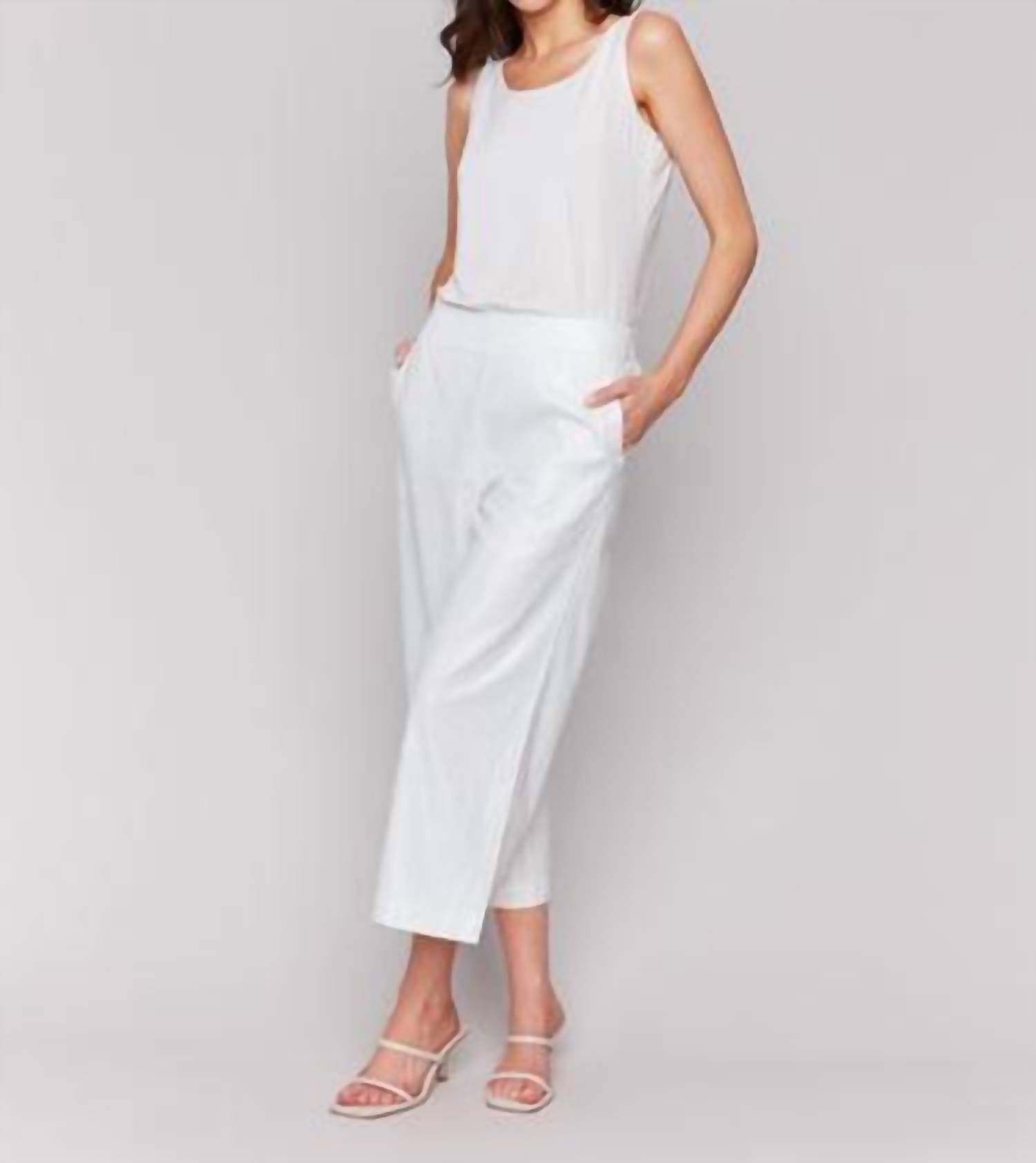 Charlie B - Foil Linen Blend Cropped Pull-on Pants