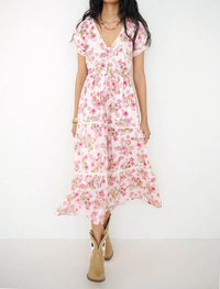 BANJANAN Poppy Dress in pink multi - women's dress - alternate view