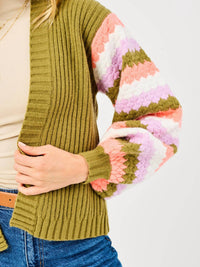 Mary Square Pippa Cardigan Green Sweater - women's cardigan - detail view