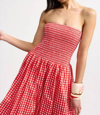 Aston Studio Layla Strapless Maxi Dress in ruby gingham - women's dress - view 4