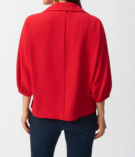 Joseph Ribkoff - Collared V-neck Puff Sleeve Top