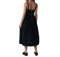 THE GREAT. Women's The Reyes Dress in black - women's dress - detail view