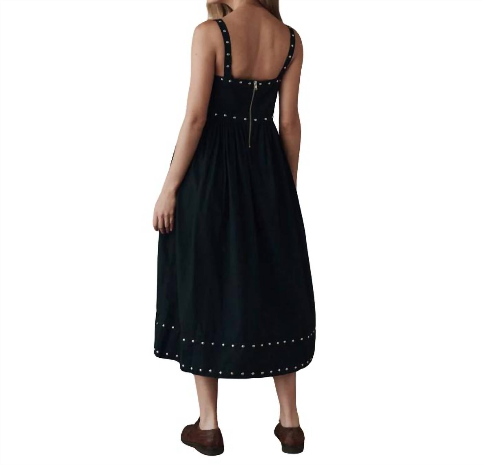 THE GREAT. Women's The Reyes Dress in black - women's dress - detail view