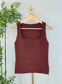 Dex Clothing Square Neck Textured Tank in burnt sienna - women's tank top - alternate view