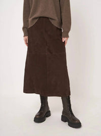 REPEAT cashmere Suede Skirt in morro - women's skirt - alternate view