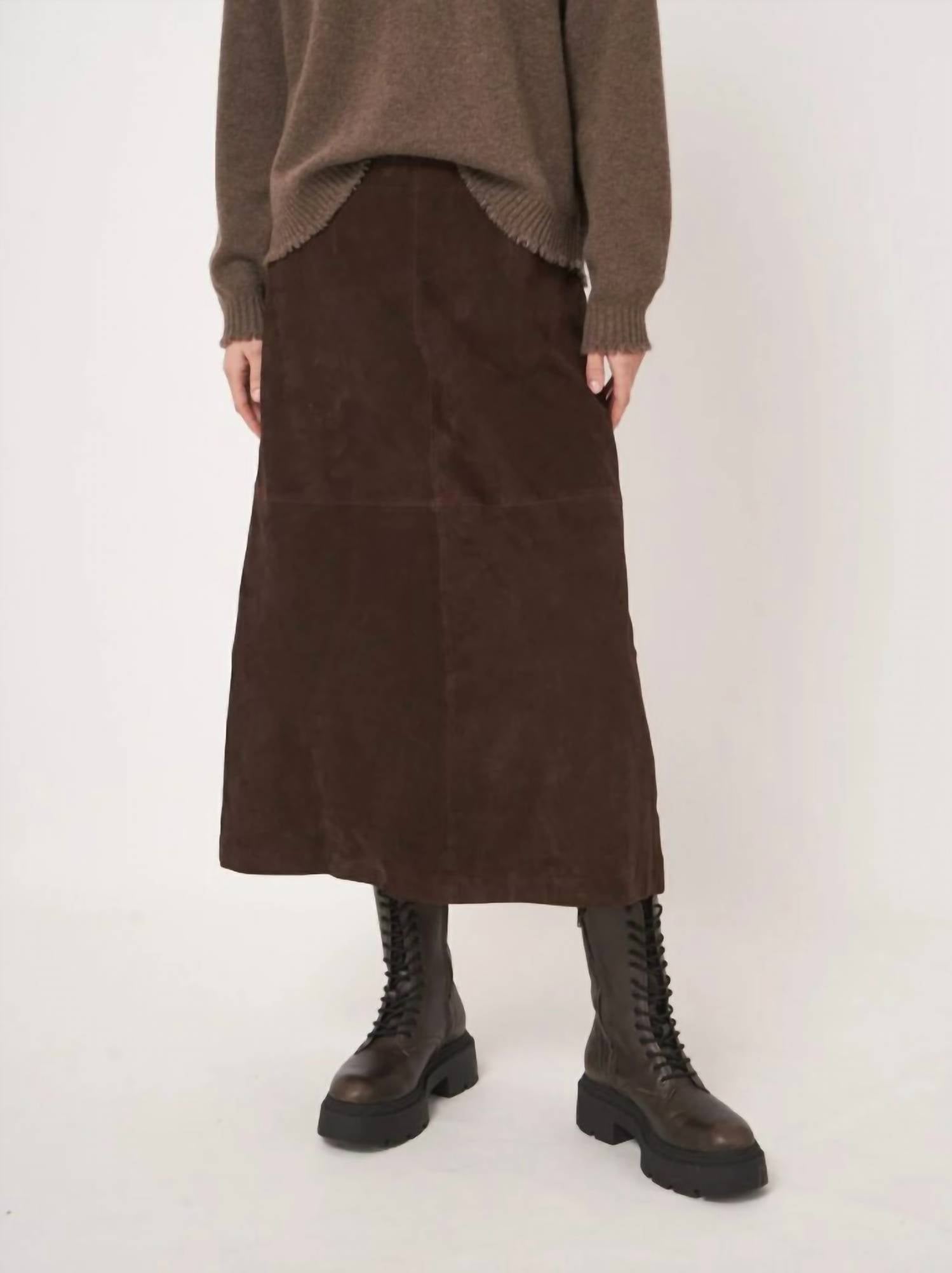 REPEAT cashmere Suede Skirt in morro - women's skirt - alternate view