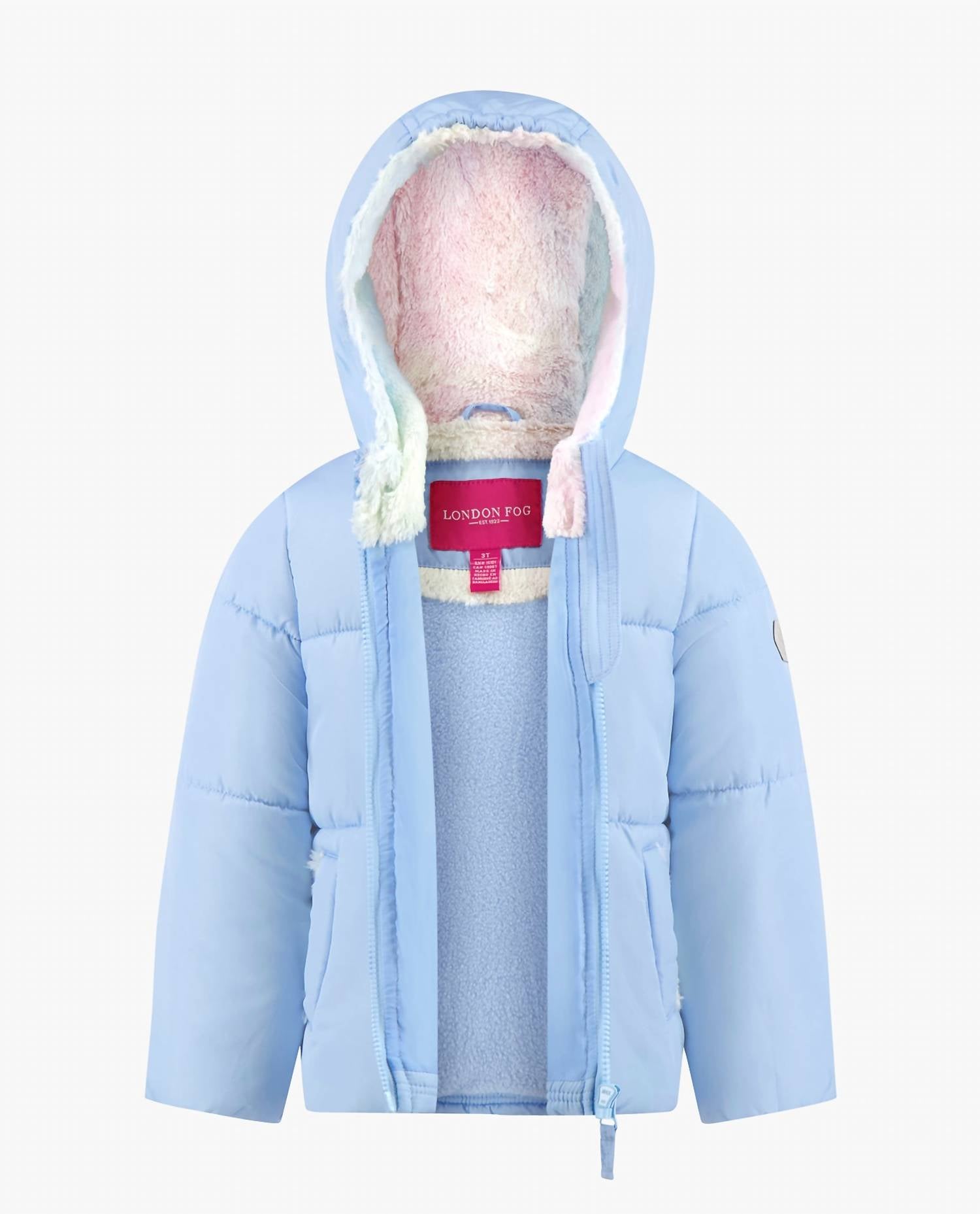 London Fog - Girls Zip-front Hooded Loose Fit Puffer Jacket