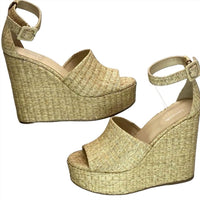 Larroude Women's Raffia Wedge Sandals in sepia - women's sandal