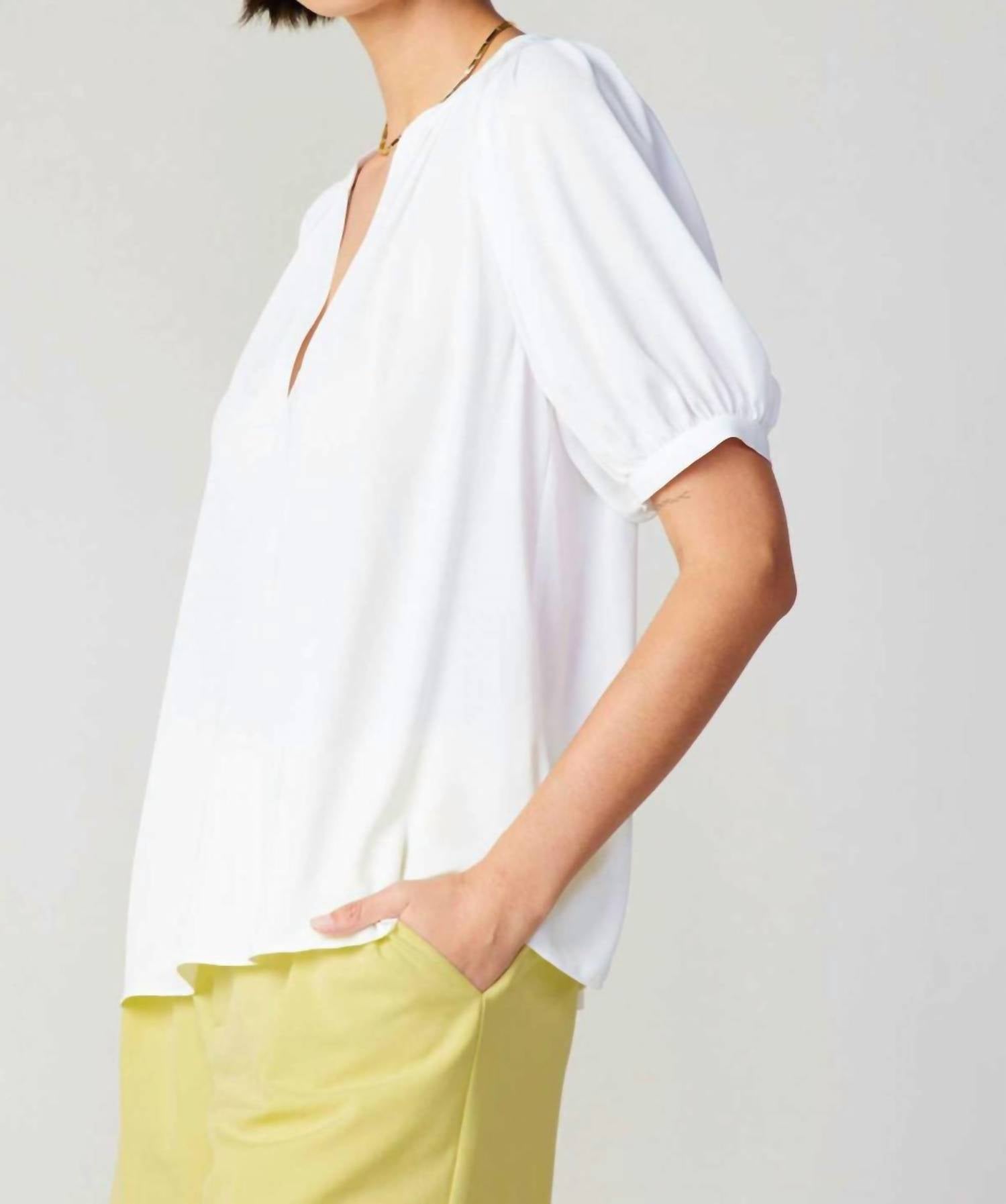 Current Air - Adriana Split Neck Short Sleeve Blouse