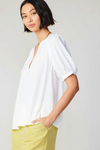 Current Air - Adriana Split Neck Short Sleeve Blouse